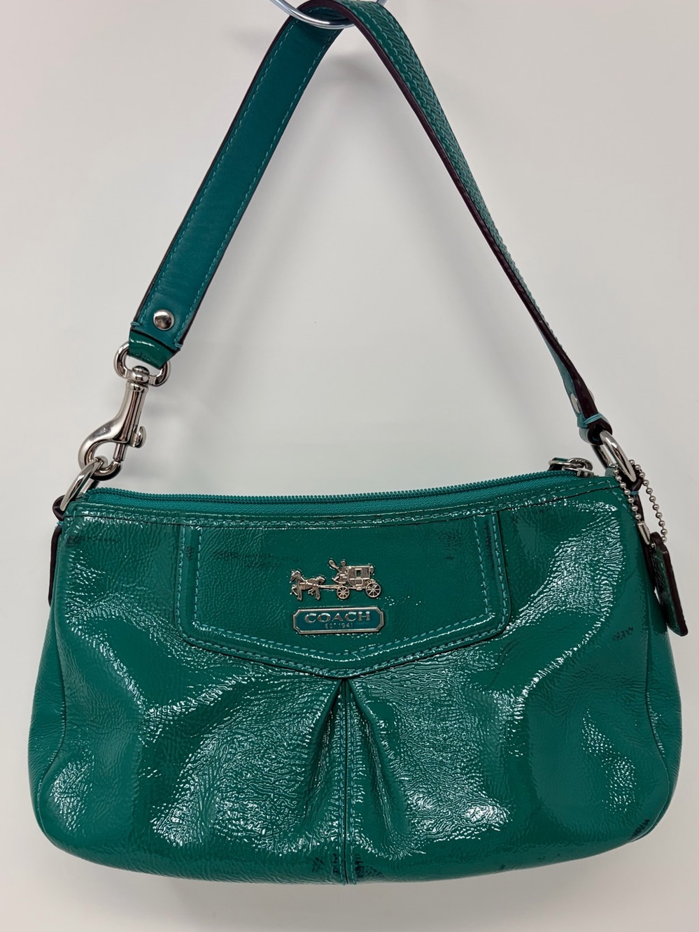 Coach Teal Patent Leather Shoulder Bag